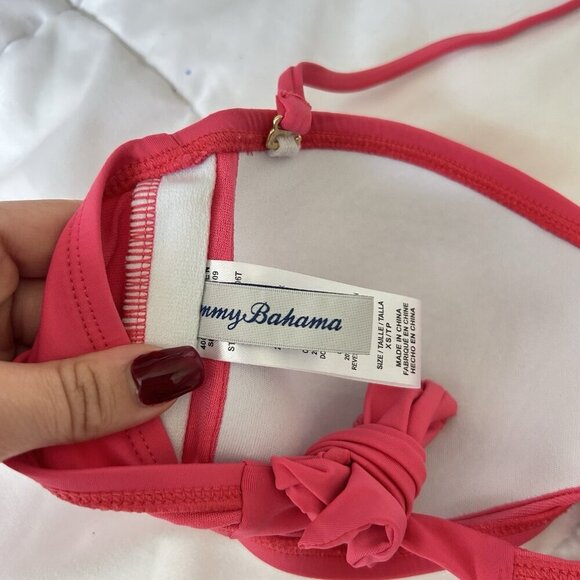 Tommy Bahama Womens XS Bandeau Bikini Top Halter Strap Pink Padded Summer Beach - Picture 5 of 7